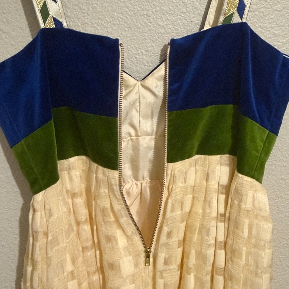 Anthropologie Madchen Velvet Bodice Flocked Silk Dress Cotton Medieval - Picture 9 of 9
